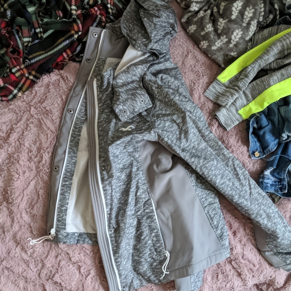 Grey and white Hollister jacket